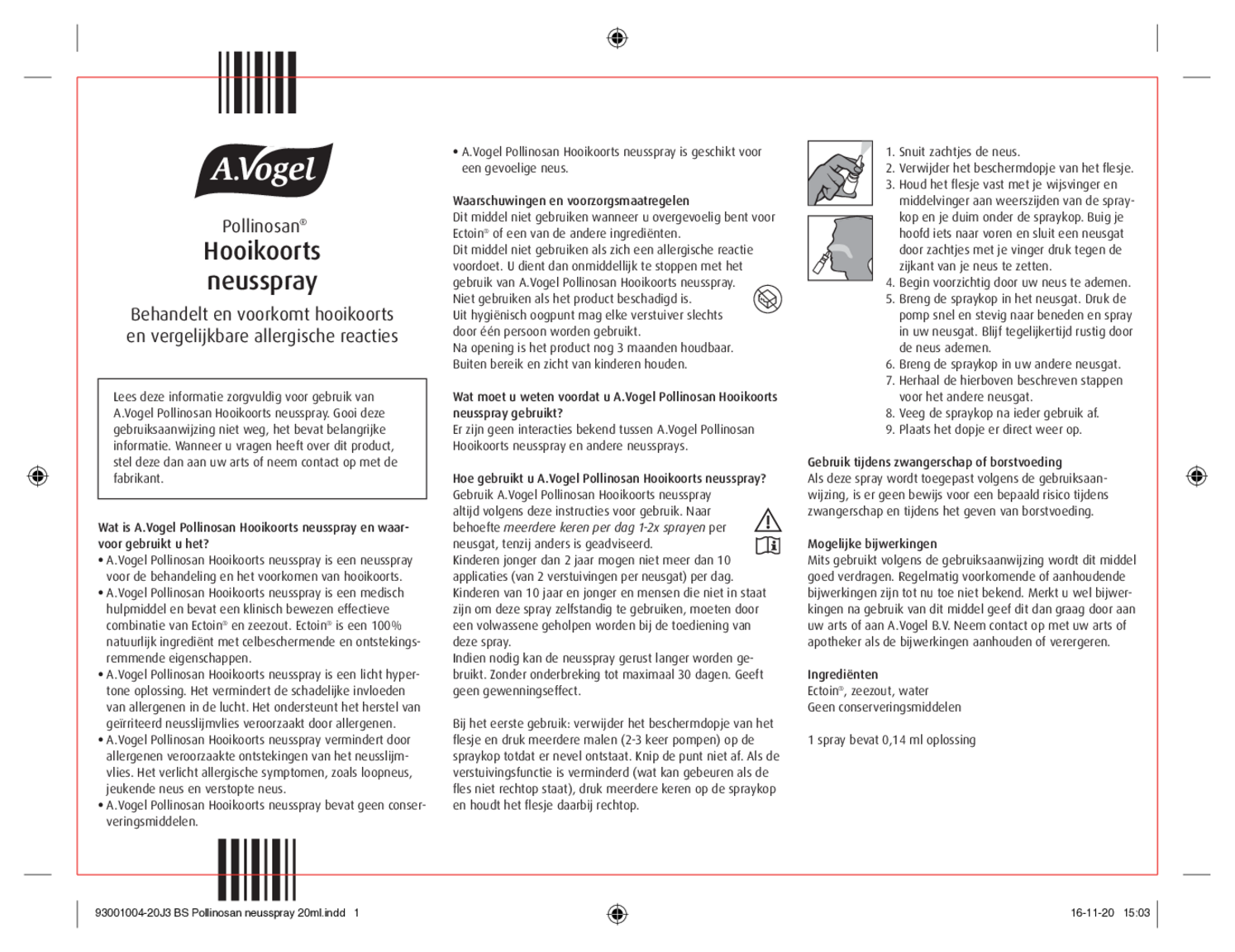 Pollinosan Hooikoorts Oogdruppels 10ML + Neusspray 20ML Combiverpakking - afbeelding van document #1, gebruiksaanwijzing